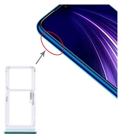 Chariot plateau (Green) Tray porte carte nano Mono SIM + fente pour carte mémoire micro SD (version monoSIM) compatible pour Xiaomi Redmi Note 8 Pro