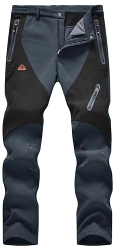 donhobo Herren Wanderhose Wasserdicht Softshellhose Outdoorhose Winddicht Warm Gefüttert Winterhose Trekkinghose Skihose Funktionshose (Grau, 32)