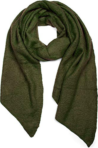 styleBREAKER Damen Schal aus weicher Viskose | einfarbiger Webschal in asymmetrischer Form | große Stola für Herbst und Winter Looks, Farbe:Oliv