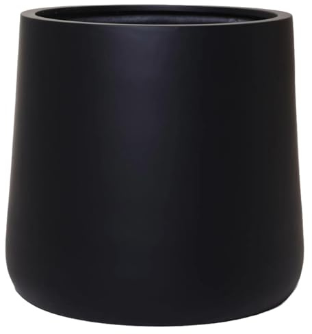 VIVANNO Pflanzkübel Fiberglas Schwarz Matt 50x48 cm - Outdoor Pflanztopf | Frostfester Blumenkübel für den Garten & Balkon - Wetterbeständig, winterhart & robustes Pflanzgefäß für draußen