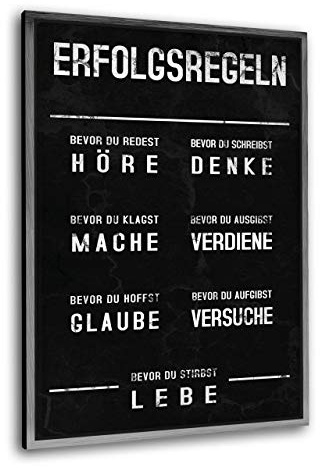 Hustling Sharks® Motivationsbild „Erfolgsregeln“ – Leinwand 60 × 90 cm | XXL Motivationsbild im Hochformat, Bilder Büro, Erfolg Bild, Bilder Spruch, Wanddeko Büro, Bilder Motivation