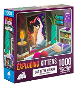 Exploding Kittens Jigsaw Puzzles for Adults -Cat In The Mirror - 1000 Piece Jigsaw Puzzles for Family Fun & Game Night