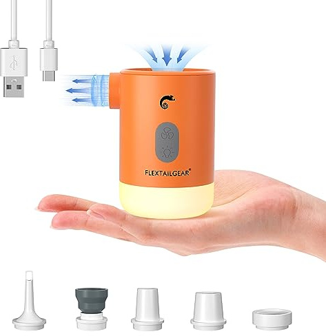 Elektrisk luftpump maxpump 2 pro bärbar 4,5 kPa med uppladdningsbart 3 600 mAh batteri, uppblåsningsdeflator med justerbar campinglykta för pool flyter luftmadrass simring