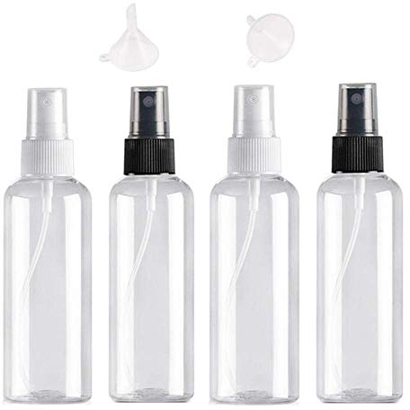 Usmlicer 4 Pezzi,100 ml Bottiglie Spray, Trasparente Bottigliette Spray Vuote, Plastic Contenitori Spray, Aereo Contenitori da Viaggio per Cosmetici