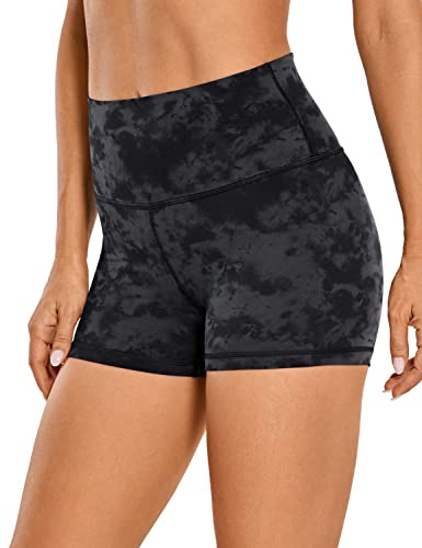CRZ YOGA Mujer Naked Feeling Pantalones Cortos Deportivos Cintura Alta Yoga Ciclismo Fitness Mallas Cortas - 7cm La Niebla de Tinta de Humo 40