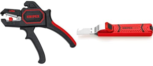 Knipex Pince à dénuder automatique 180 mm 12 62 180 & Outil à dégainer avec lame scalpel boîtier en plastique résistant aux chocs 165 mm 16 20 165 SB