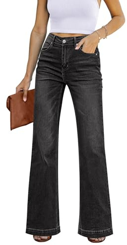 luvamia Black Jeans for Women UK Boot Cut Jeans for Women UK Soft Black Size X-Large Fits UK Size 20 - UK Size 22