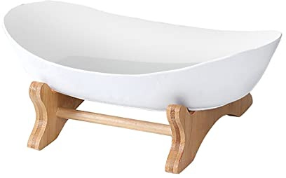 Gelb&Schwarz Fruit Bowl 2 Tier Fruit Bowl Set with Wooden Stand Fruit Basket Countertop Basket Bowl Holder Tray for Keeping Fruits and Veg Fresh, Home, Kitchen and Office (White-b, One Size)
