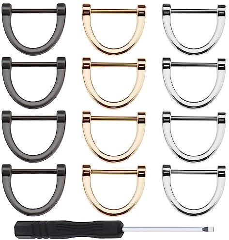 OTOTEC D-Ringe zum Einschrauben, abnehmbare Hufeisenform, D-Schlaufen-Schnalle für Heimwerker, Lederhandwerk, Schlüsselanhänger, Geldbörse, Handtasche, Riemenreparatur (jede Farbe 10 Stück)