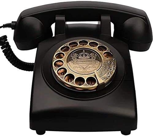 Classico Telefono retrò con quadrante Rotante Telefono Fisso retrò in Stile Antico con campanelli a Spirale e Autentici - Nero