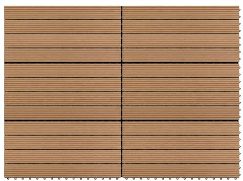 GuyAna Terrassenfliesen 6 STK. WPC 60x30 cm Balkonfliesen WPC Terrassendielen Terassenboden AußEn Terrassenfliesen 1,08 m² Braun
