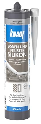 Knauf Boden & Fenster Silikon – neutralvernetzendes Spezial-Silicon, ideal auch für Versiegelungen im Glas- und Fenster-Bau, 300-ml, Zementgrau