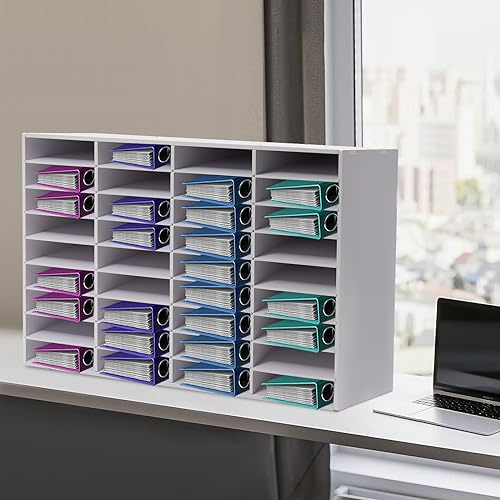 Dokumentenablage MDF Briefablage 24/36 Fächer Schreibtisch Organizer Briefablage Schreibtisch Organizer, Ablagefächer, Briefablage Schrank Ordnerregale für Firmen & Büros (36 weiß)