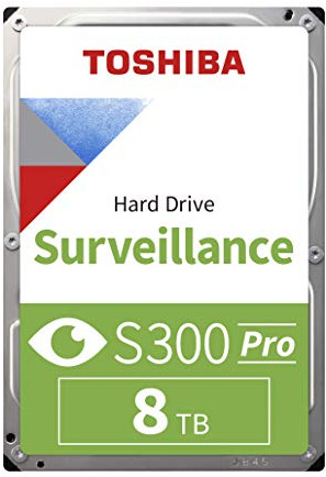 Toshiba S300 PRO 8TB Surveillance 3.5” Internal Hard Drive – CMR SATA 6 Gb/s 7200 RPM 512MB Cache - HDWTA80UZSVAR