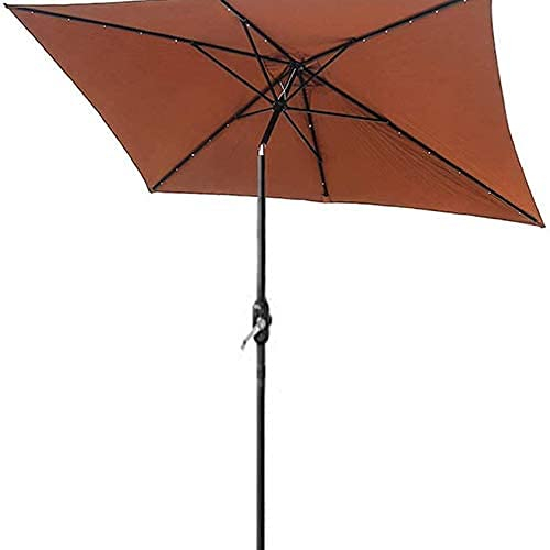 KLLJHB Ombrellone da giardino con luci LED, 2 x 3 m, ombrello da giardino con manovella e asta inclinabile, pieghevole, per terrazza, mercato, campeggio, spiaggia, 210604