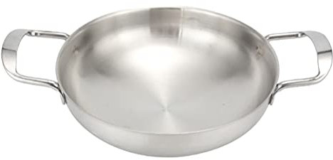 ANSNOW 1 Olla de Sopa de Acero Inoxidable, Sartén para Cocinar, Paella, Sartén para Saltear, Sartén para Leche, Olla para Hervir, Sartén Redonda, Cocina, Olla Vaporera de Metal para Viaje