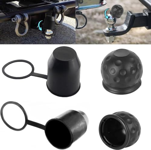 4 Stück Kappe Anhängerkupplung, Anhängerkupplung Abdeckung, Anhängerkupplung Schutzkappe mit Sicherungsring und Gummi Abdeckung Anhängerkupplung für Auto