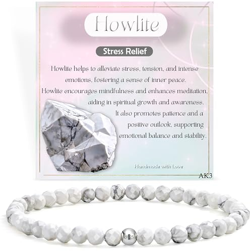 Farfume Winzig Perlenarmband Zierlich Edelstein Armband | 4mm Kristall Silber 925 Naturstein Schmuck Armbänder Damen,Chakra Spirituelle Armbänder Geschenke