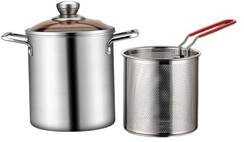 FytStycale Petite Friteuse En Acier Inoxydable, Mini Friteuse à Profonde, Mini Friteuse pour, avec panier à friteuse