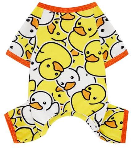 Dog Pajamas for Small Dogs Boy Girl Puppy Pjs Pet Clothes Cute Soft Material Dog Clothes Dog Outfits Shirts for Chihuahua Yorkie Teacup Cat Clothes Puppy Outfit Doggy Apparel (Large, Duck)