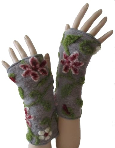 NAMSA - Pulswärmer aus feinster Walkwolle - 80% Wolle, 20% Baumwolle, fingerlose Handschuhe, warme Fäuslinge, Fausthandschuh