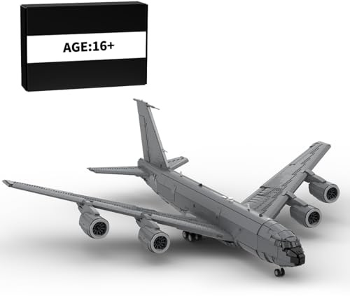 ToyGhillied KC-135 Militär Luftfahrzeug Klemmbausteine Modular, MOC Armee Flugzeug Modellbausatz, Flugzeugbetankung Modell für Erwachsene 16+, Dekorationen 5818 Telie