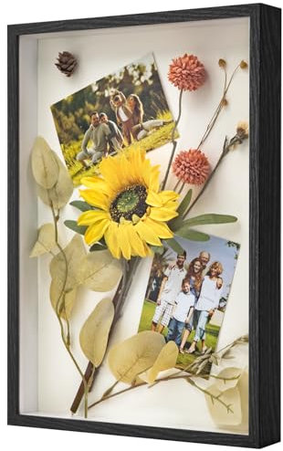 WISYOK Cadre photo 3D A3 - Profondeur 3 cm - Cadre pour photos, objets, bouquet de mariage, œuvres d'art DIY - 43,5 x 31 x 4,5 cm - Noir