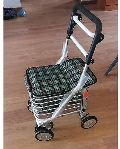 Gehgestelle, Gehgestell mit 4 Rädern, zusammenklappbar, Mobilitäts-Gehhilfe, höhenverstellbarer Sitz, Gehhilfe für ältere Menschen, Aluminium