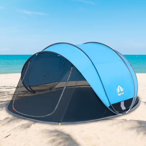 NIght Cat Pop Up Strand Zelt: 3 4 Personen Camping Strandmuschel mit Moskitonetz uv Schutz 50+ Sonnenschutz für Outdoor