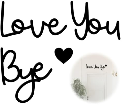 Love You Bye Above Door Sign - Handcrafted Wooden Wall Decor with Adhesive Tape, Black Plywood Script Art for Doorways, Entryway, Hallway, Bedroom & Office