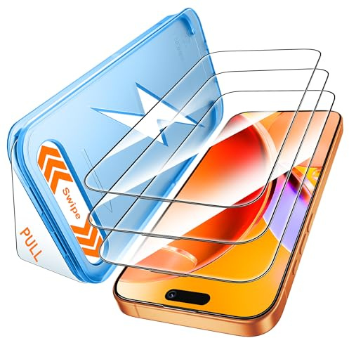 Mkeke for iPhone 17 Pro Max Screen Protector 3 Pack [9H+ Hardness] [Military-Grade Drop Protection] [Sensitive Touch] [Easy Installation] [HD Clear] Full Edge Coverage Tempered Glass