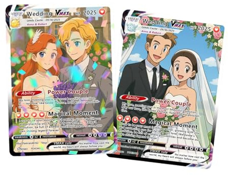 SHWorkshop Pärchen-Pokekarte mit Anime-Bild, personalisierte Poke-Hochzeitskarten, perfekte individuelle Liebes-Souvenirs für Sie und Ihn, wasserdichte Karte, 6,2 x 8,9 cm
