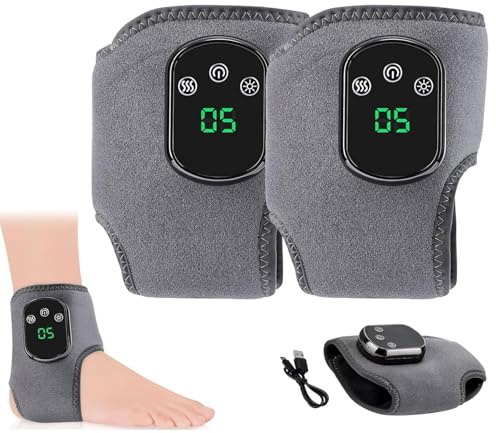 Triple Therapy Foot Massager,Portable Feet Massager with 3 Mode & 5 Heat Level, Rechargeable Heated Ankle Brace for Home/Office/Travel 2psc