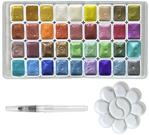 Dryxog 36 Acquerelli in Acqua 1 Pennello Acqua ed 1 Tavolozza, Acquerelli Professionali Drawing Art Supplies, Acquerelli Riutilizzabile, Acquarelli Diversi Colori Acquerello per Adulti
