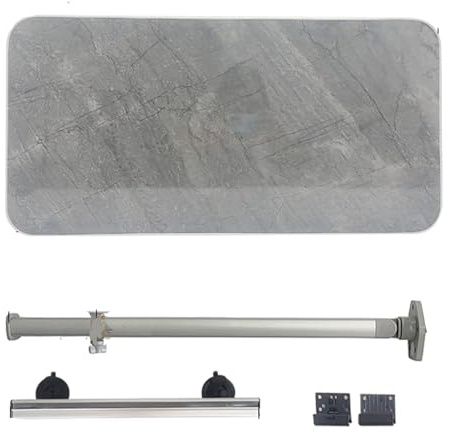 GBPLDMAQ 80 x 40 cm Klappbarer Wohnmobiltische, Wand Campingtisch Höhenverstellbar Maximale Belastung 30 kg für Wohnmobile, Reisemobile(Gray)