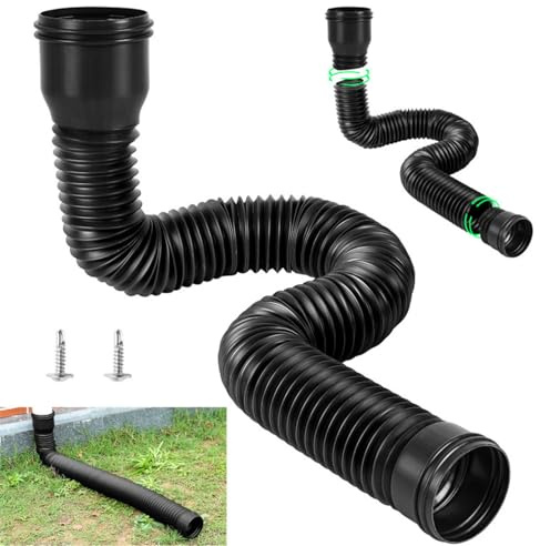 Dachrinne Flexible Fallrohr Verlängerung, Runde, Schwarz | Regenrinnen Fallrohr Ablauf Verlängerungen für Fallrohr 80/100 mm, von 47 bis 150 cm