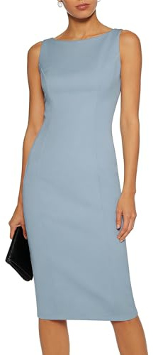 Belle Poque Womens Work Dress Sleeveless Sheath Dresses Gray Blue L | Pencil Dress,Boat Neck,Bodycon,Business Casual,Semi Formal Dress,Suitable for cocktail/wedding guest/work/daily