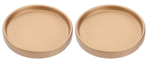 KICHOUSE 2 Pezzi Vassoio per Vasi in Ceramica Oro Fondo Piatto e Antiscivolo, Base per Fioriere per Balcone e Giardino