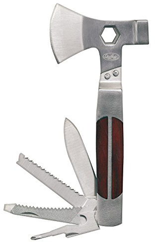 Sheffield 12301 Axe Multi Tool, Stocking Stuffers, Gifts for Men, Dad Gifts, 12-in-1 Camping Knives & Tools, Utility Tool Double Axe Head, Camping Tool, Stainless Steel Knife Multitool