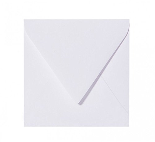 Paper24 25 Briefumschläge quadratisch in Weiß 150x150 mm 15 x 15 cm mit Dreieckslasche, für Hochzeitskarten, Einladungen und Grußkarten