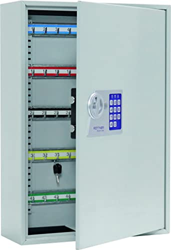 Rottner Key Cabinet S 150 Electronic Lock Mechanical Emergency Opening Key Register Adjustable Hook Strip 150 Key Tags Free incl. Mounting Material
