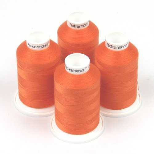 Ackermann 4X 1.000m UNIVERSAL NÄHGARN, Stärke 120, Qualitätsgarn, Overlock Garn, Garn für Overlock-Nähmaschinen (0920 Orange)