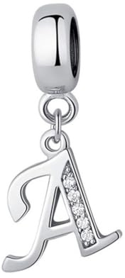 JiaRong Charms Breloque en argent sterling 925 en forme de lettre de l'alphabet A pour bracelet Pandora (A)