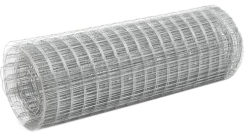 √idaXL Chicken Wire Fence Galvanised Steel - Silver-Coloured, Weather- Mesh Fence for Plant Protection and Poultry Confinement, Easy Set-up
