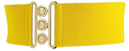 FASHIONGEN - Damen Breiter elastische gürtel, GLORIA - Gelb (Goldenschnalle), Large / 40 bis 43