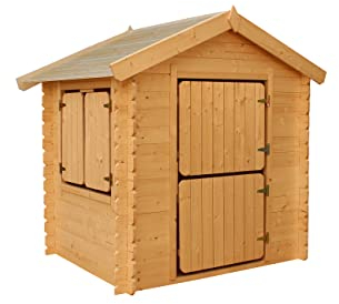 Timbela Kinderspielhaus aus Holz - Spielhaus im Freien für Kinder - B112xL146xH143 cm/1.1m2 Gartenspielhaus - Garten-Sommerhaus für Kinder M516-1