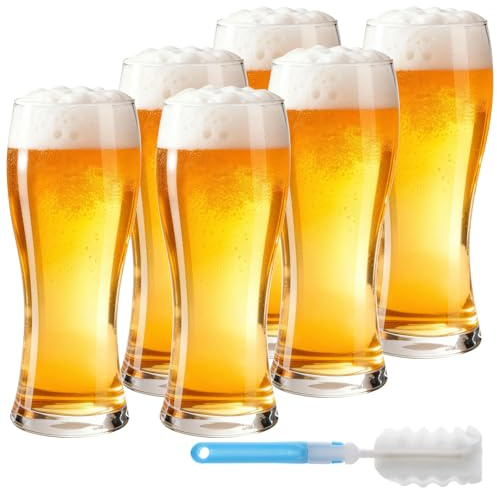 YBCPACK 16 oz Pint Beer Glasses Set of 6, 500 ml Beer Drinking Glasses