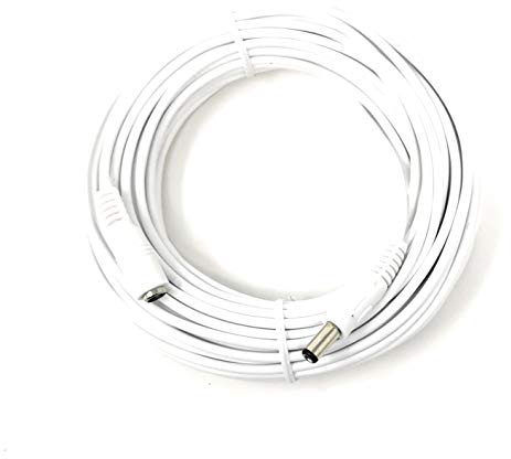 MainCore 15m long White 5.5mm x 2.1mm DC Power Extension/Extender Cable Lead for CCTV, Security Cameras, Monitor, LED Signs..etc (Available in 0.5m 1m 1.5m 2m 3m 5m 10m) (15M)