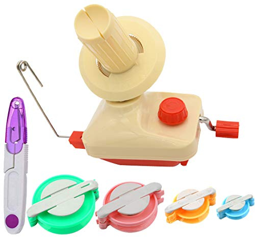 Yarn Ball Winder, Convenient Ball Winder for Yarn,4 pcs Pom Pom Makers+1 1 Scissors,Yarn Swift and Ball Winder Combo with Easy Installation for Yarn Storage by CALU LUKY