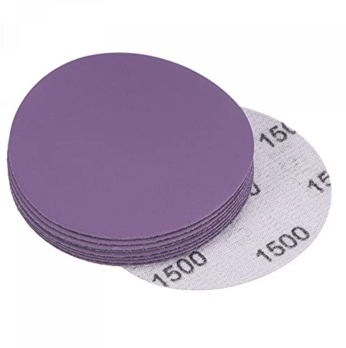 sourcing map 10 discos de lijado morados de 3 pulgadas, grano 1500, gancho y bucle, papel de lija profesional de óxido de aluminio, pulido húmedo y seco para acabado de pintura de madera y metal